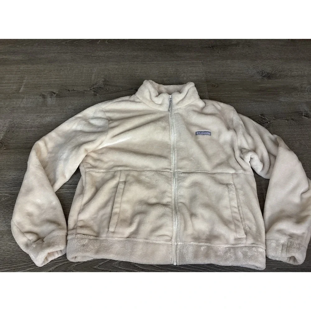 Columbia Womens Fleece Size XL Jacket Plush Very Soft Full Zip Cream Coat